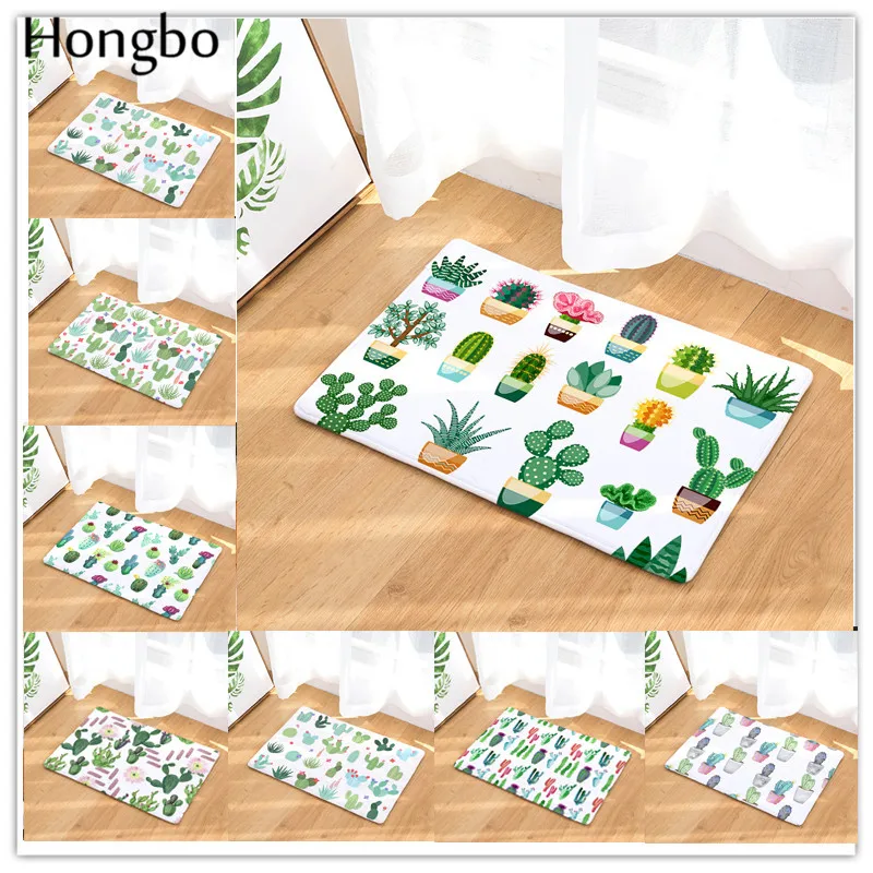 

Hongbo Tropical Cactus Pattern Doormat Anti-Slip Flannel Carpet Door Mats Outdoor Kitchen Carpet Bedroom Floor Mat Rugs