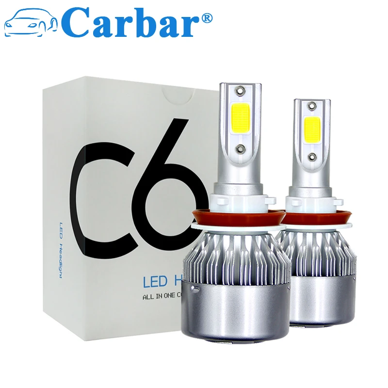 

Carbar# C6 Car LED Headlight Bulbs H8/H9/H11 LED Headlight Lamps Conversion Kit 6000K White LED Bulb H11 H3 H7 H8 9005 H4 9006