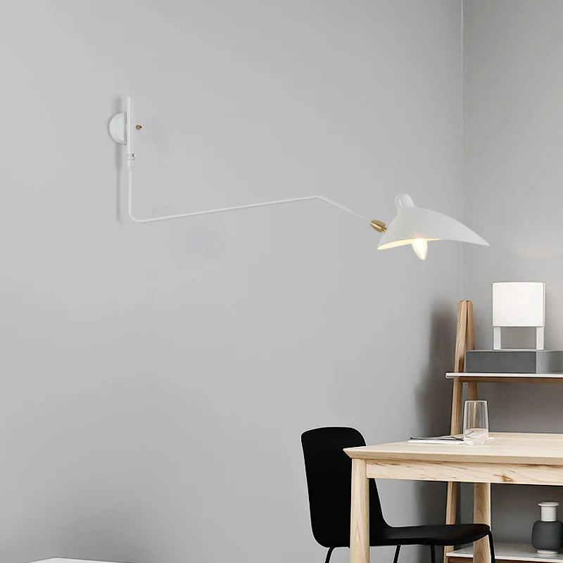 Скандинавские креативные Ретро поворотные настенные лампы с длинным полюсом, украшение для гостиной, индивидуальный дизайнерский винтажный настенный светильник для декора Лофт