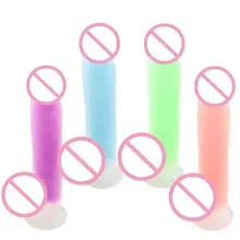 21CM 4 Colors Super Big Luminous Dildo Male Realistic Penis Strong Suction Cup Sex Toys For Women