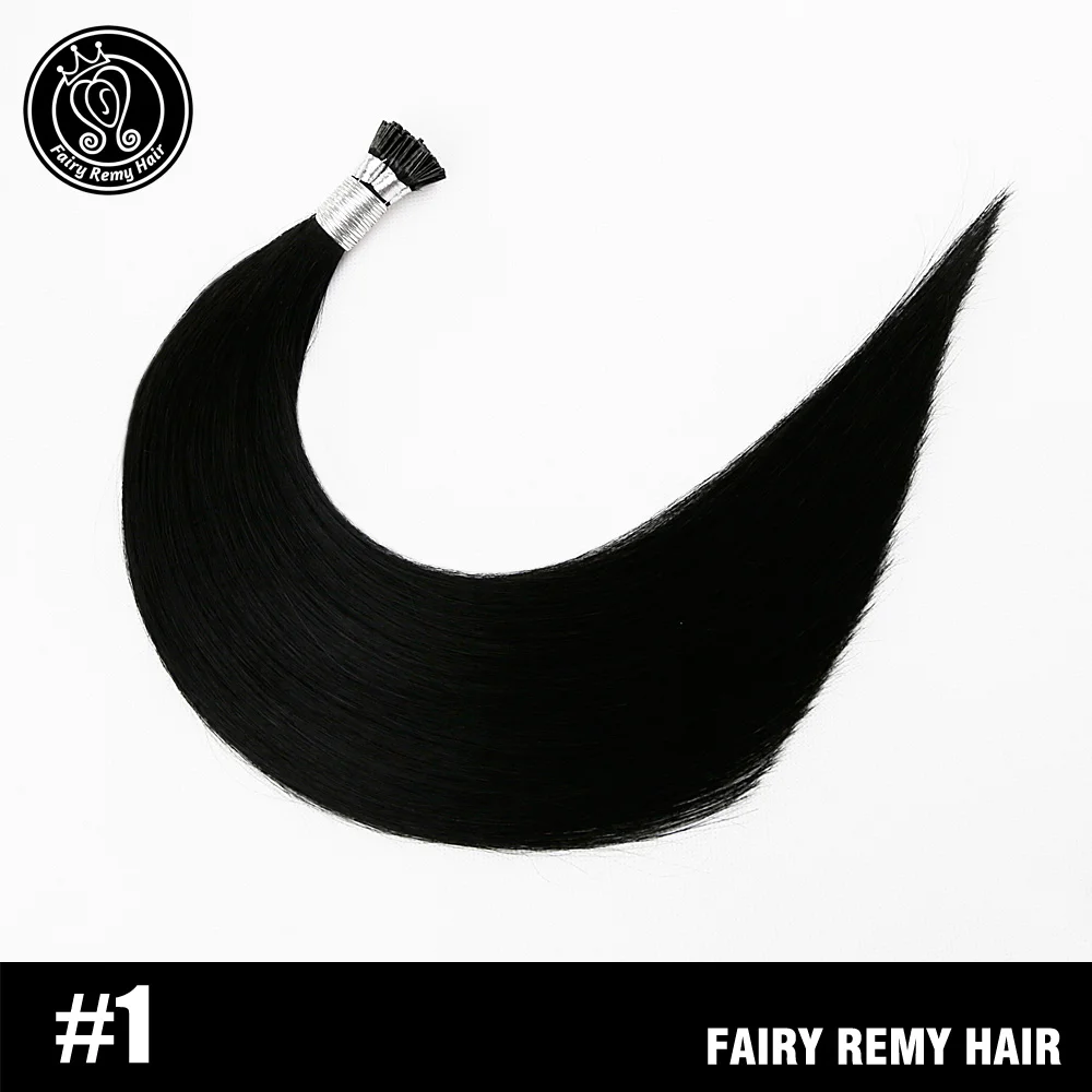 Сказочные волосы remy 0,8 г/локон 16 дюймов настоящие волосы Remy Fusion Keratin I Tip человеческие волосы для наращивания шелковистые прямые профессиональные салонные волосы - Цвет: #1