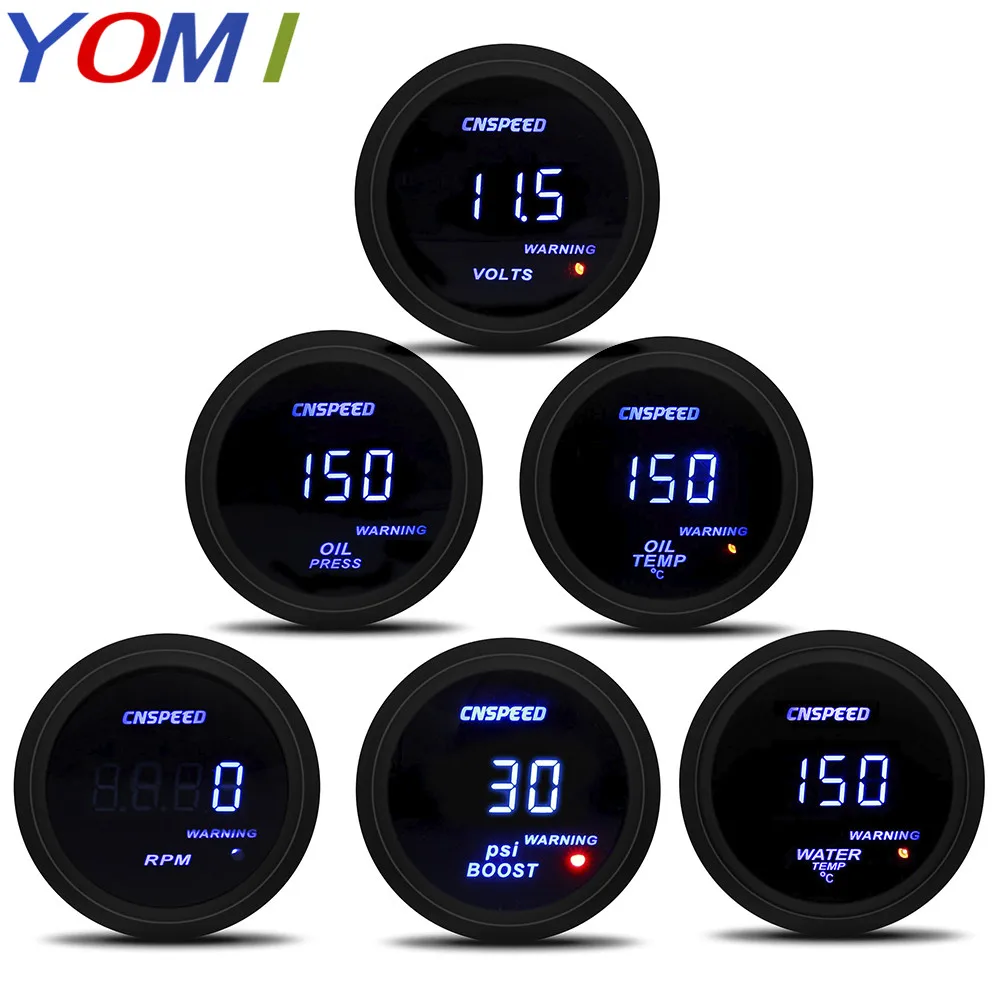 YOMI 2" 52mm digital turbine car pulse meter water temperature PSI oil pressure oil gauge tachometer voltmeter