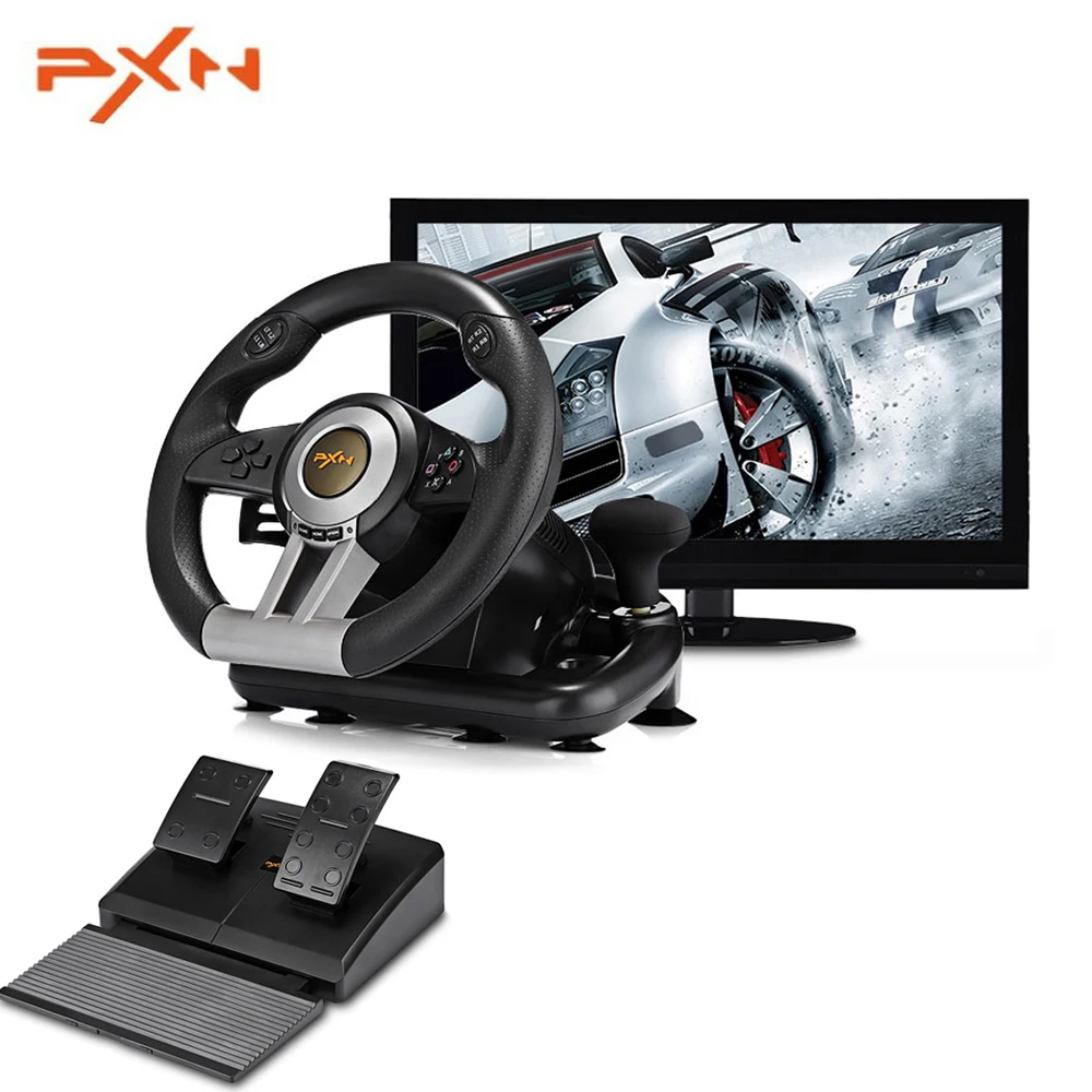 

PXN V3II Racing Game Pad 180 Degree Steering Wheel Vibration Joysticks With Foldable Pedal For PC PS3 PS4 Xbox One All-in-one