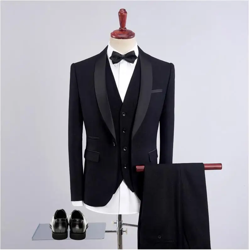 

Classic Men's Clothing Men Suits for Wedding Grey Blue Black Notch Lapel One Button Costume Homme Mariage Terno Masculino 3 PCS