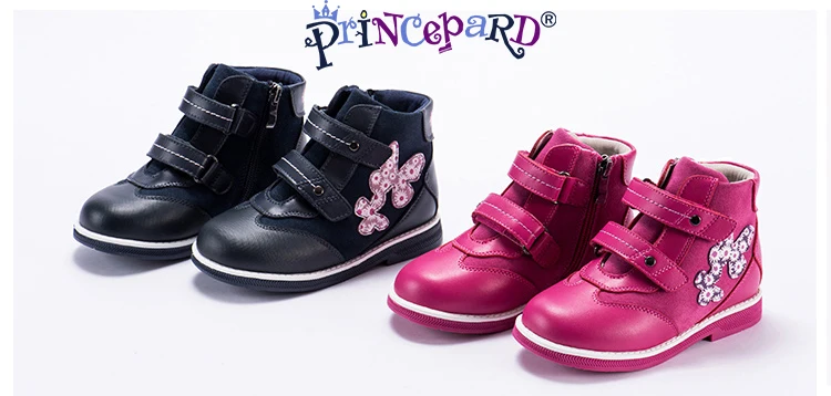 Princepard New orthopedic shoes for kids casual genuine leather velvet navy baby orthopedic shoes girls and boys 21-36