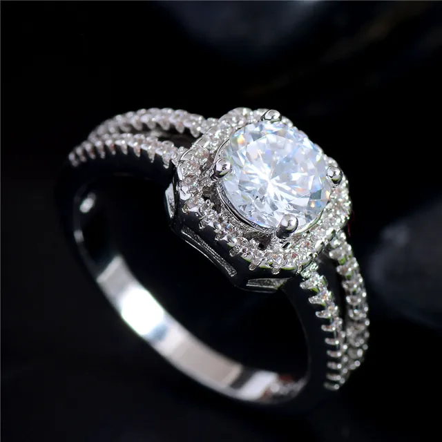 MISANANRYNE silver Clear CZ Zirconia Fashion Jewelry Wedding Ring New Arrival Ro MISANANRYNE silver Clear CZ Zirconia Fashion Jewelry Wedding Ring New Arrival Ro
