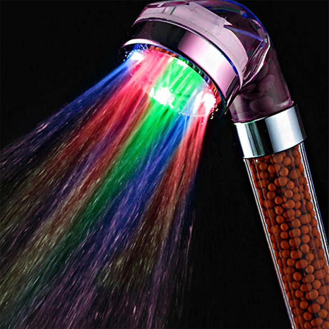 Bathroom Product Temperature Control Colorful LED Anion Shower SPA