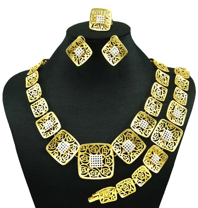 Дубай золотые ювелирные изделия для женщин модное ожерелье Ювелирные наборы 24k