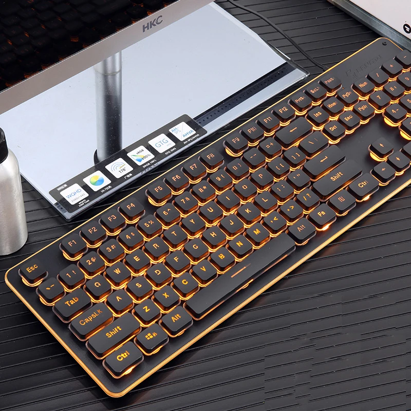 Игровая клавиатура 104 Keycaps RGB с подсветкой водонепроницаемая бесшумная