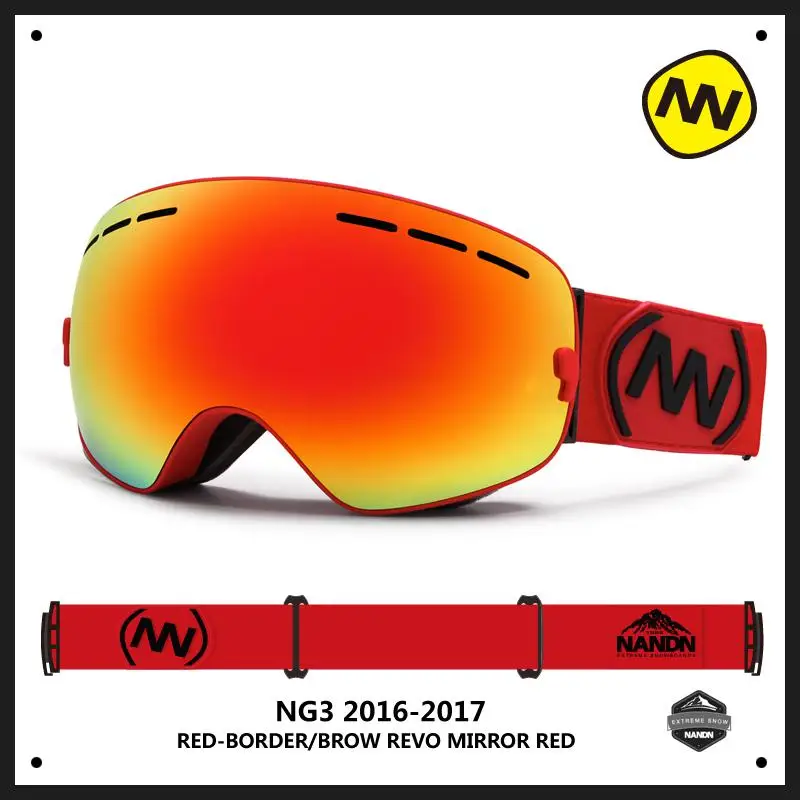 Nandn Для мужчин Для женщин сноуборд-Спорт лыжные очки двойные линзы анти-туман профессиональные лыжные очки Сменная линза большие сферические NG3 - Цвет: 12