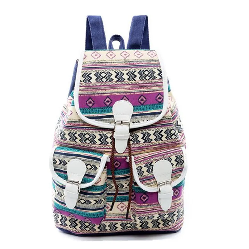 Bohemian Style Girls Backpacks for Teenagers Summer Flower Print Women