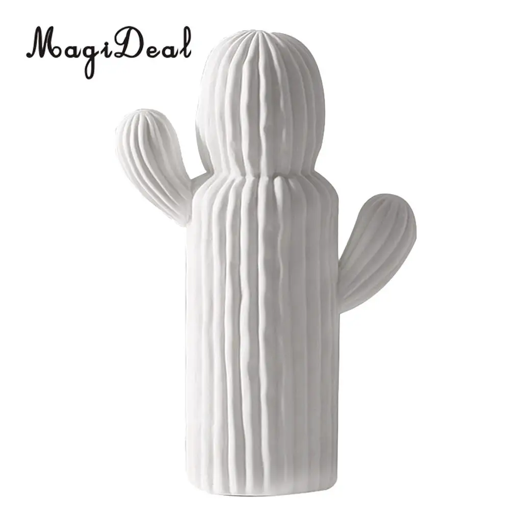 White Ceramic Cactus Ornaments Simulation Plant Potted Home Desk Furnishings Ceramic Novelty Ornaments For Home Decor
