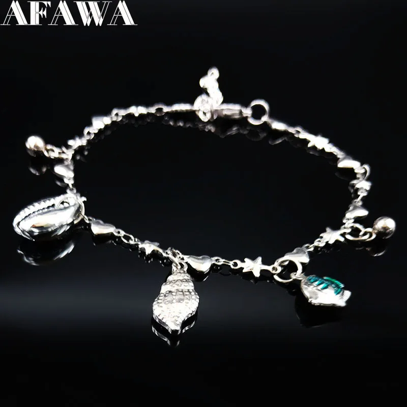 

2019 New Fashion Conch Fish Shell Stainless Steel Leg Chain for Women Gold Color Anklet Jewelry chaine de cheville A612346B