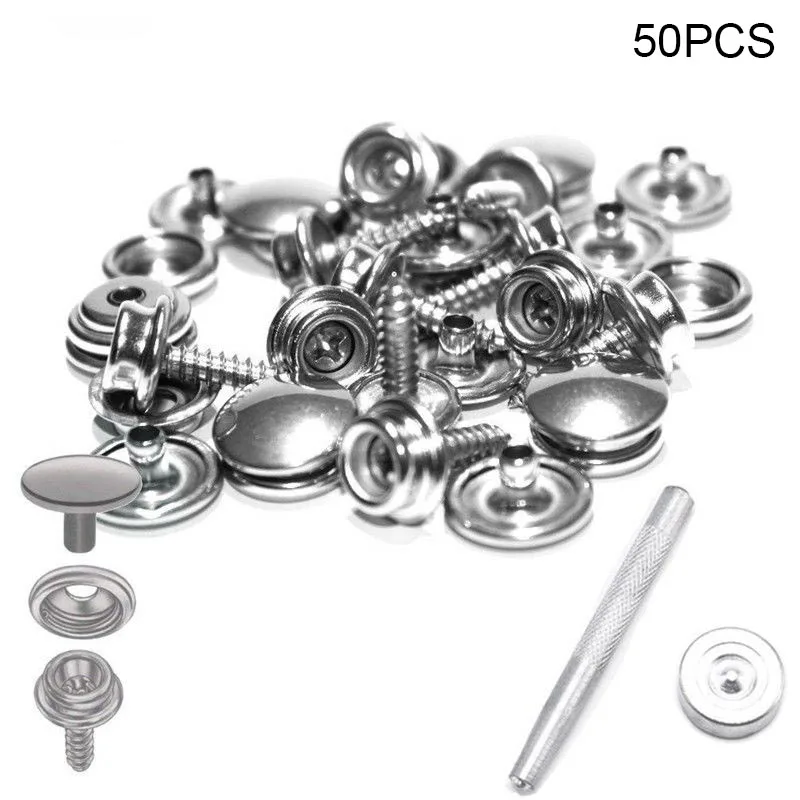 

High Quality 50Pcs Push Button Set Snap Buttons Kit With Tools for Tarpaulin Camping Stainless Steel Sewing Tools VC