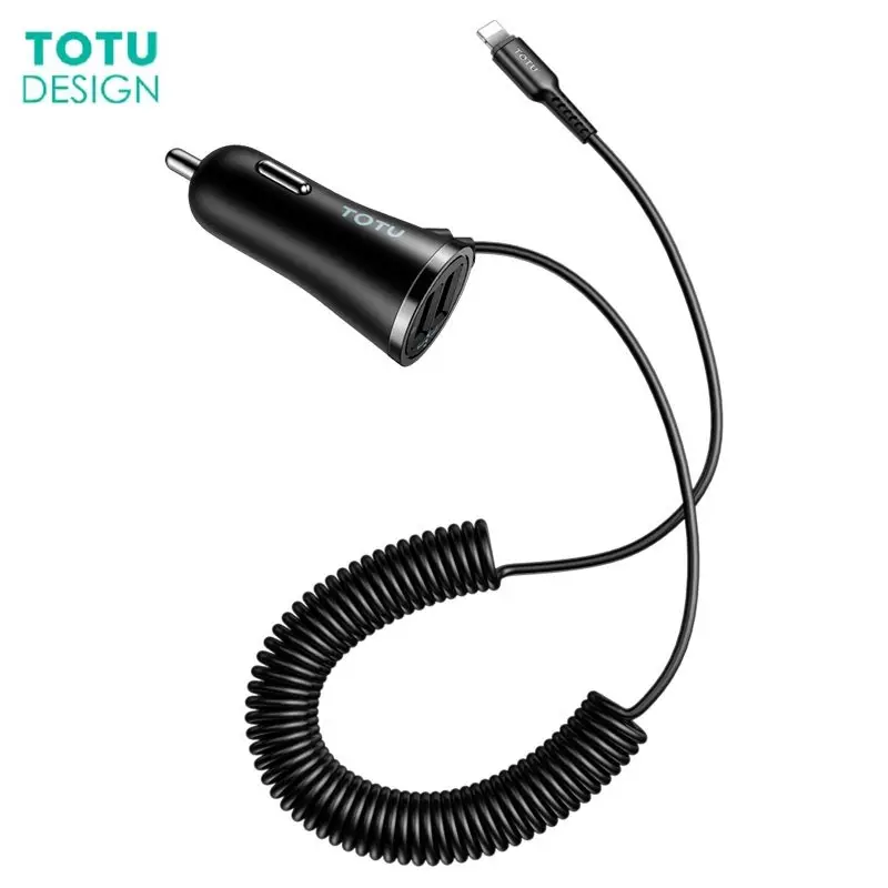  TOTU Car Charger Spring Cable 3.4A Fast Charging For iPhone X 8 plus Car Charge For Samsung Note 8 