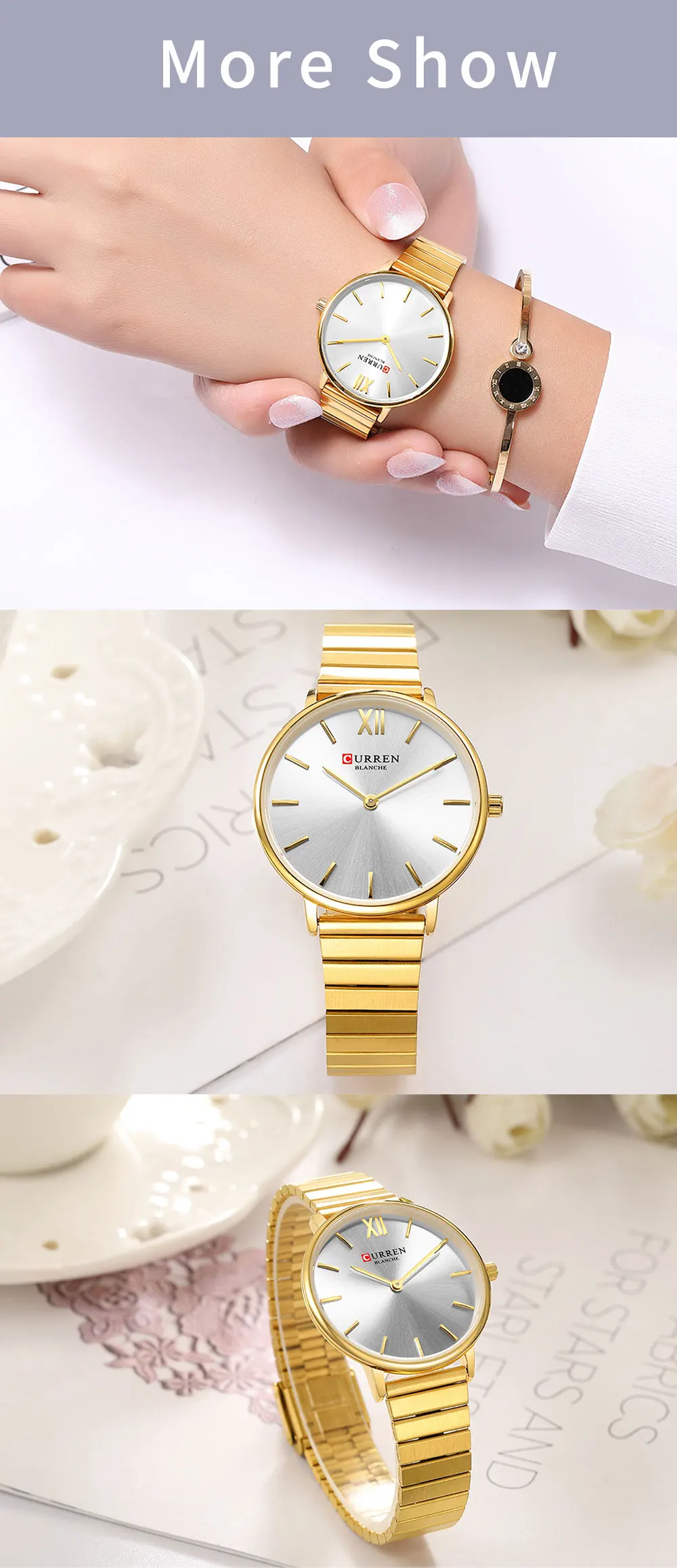 CURREN Jewelry Gifts For Women's Luxury Black Steel Quartz Watch Brand Women Watches Fashion Ladies Clock Relogio Feminino