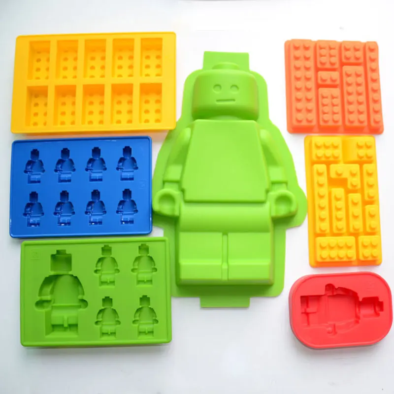 

7pcs/lot Lego Bricks Ice Cube Silicone Mold Ice Tray Ice Cream Makers Chocolate Fondant Bakeware M3014