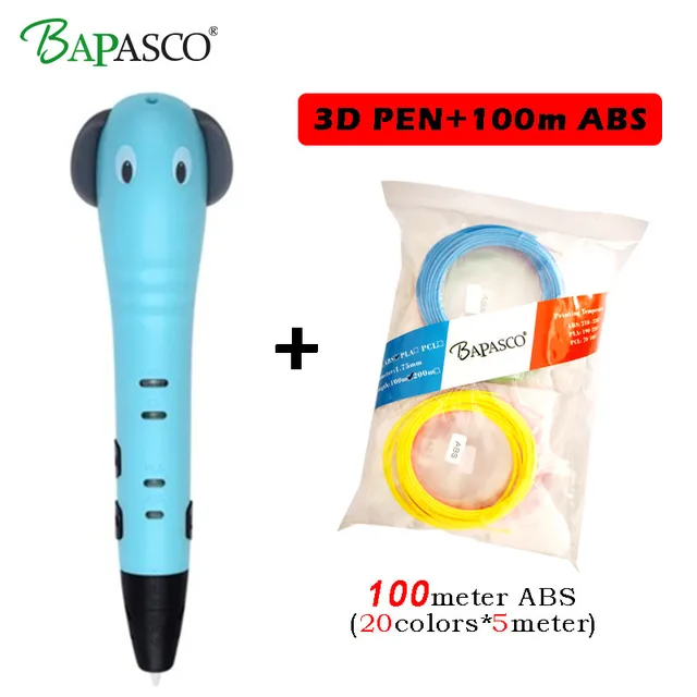 Cheap Original BAPASCO P65 3D Pen Add 100M(20Color) ABS Filament 3D Drawing Pen Best intelligent Gift For Kid Printing Pen 3D Model