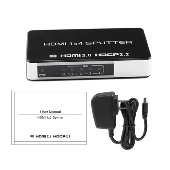 

HDMI 2.0 Splitter UHD 4K 1x4 HDCP 2.2 3D 1 Input 4 Output Repeater Switch Box Hub 1080p 4kx2k For Blu-ray DVD HDTV