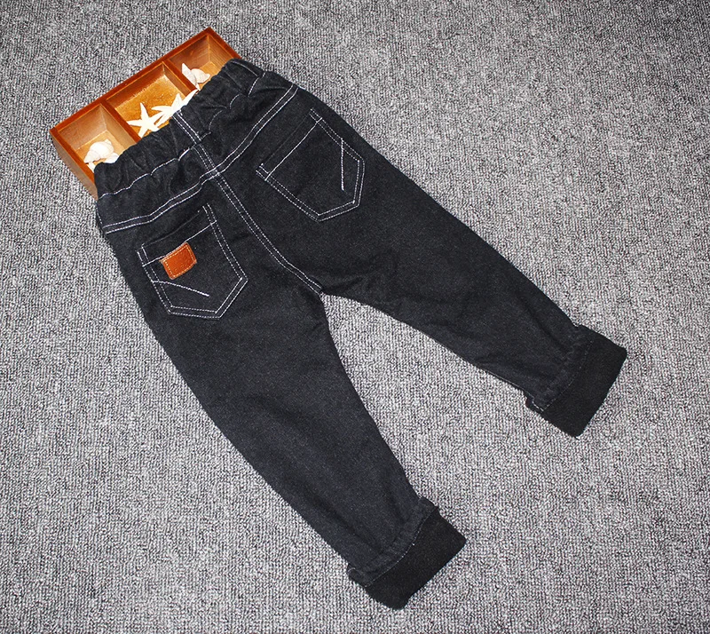 Зимние джинсовые штаны для мальчиков; теплые тонкие плотные штаны; хлопковые детские спортивные штаны с флисовой подкладкой для мальчиков; детская одежда; модные брюки