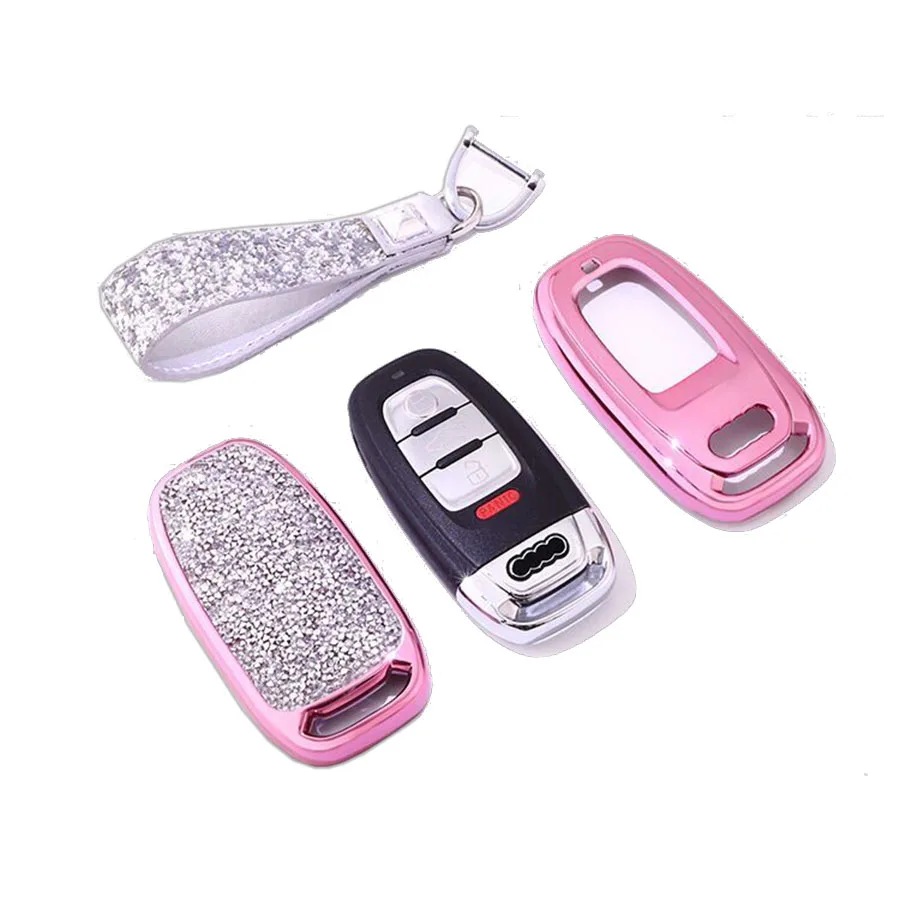 

For Audi A4 A5 A6 A7 A8 Q5 S5 S6 S7 S8 Key Cover Case Protective Shell Diamond Key Holder Keychain