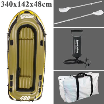 

fishman 4 Person 340cm PVC thick inflatable boat inflatable kayak air cushion aluminium paddle pump dinghy air raft A06003