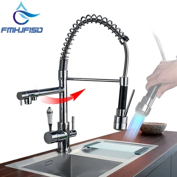 

Spring Pull Out Kitchen Faucet 360 Swivel Drinking Water Faucets Filter Purifier Taps Hot and Cold Water