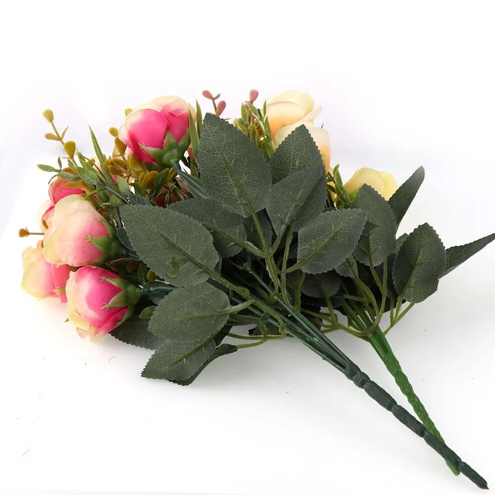 10 Heads/Bouquet Silk Rose European Style Artificial Flower High Quality Bouquet Fake Flowers Wedding Home Party Decoration