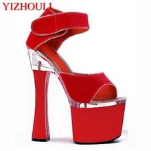 Весна ; модные замшевые босоножки на очень высоком каблуке 18 см в римском стиле; обувь для ночного клуба; большие размеры