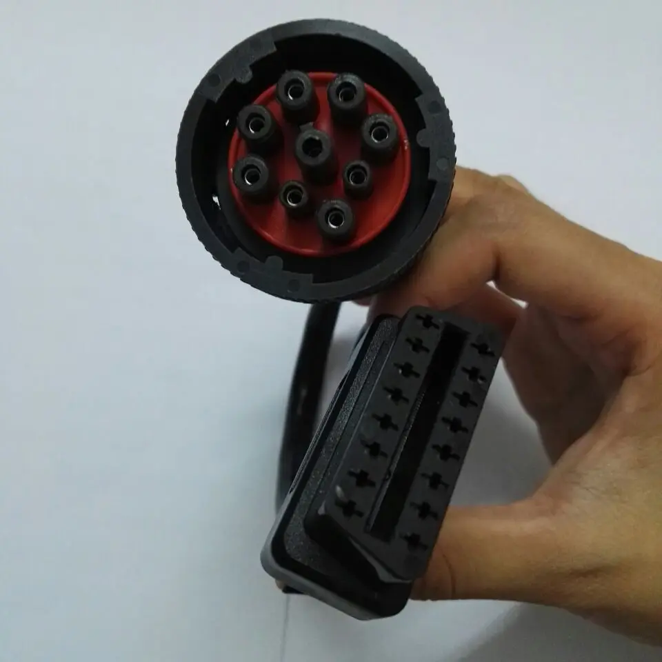 Round J1939 9 Pin Deutsch to OBD OBD2 OBDII 16 Pin Truck Diagnistic