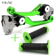 

motorcycle brake lever and hand grip Dirt Bike Pivot Brake Clutch Levers for KAWASAKI KX65 85 80 KX 85 KX250F KX 250F KDX250SR