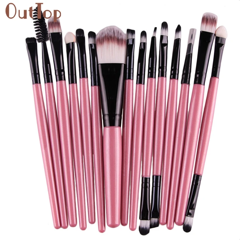 

Drop Ship Good Quality Pro 15 pcs/Sets Women Eye Shadow Foundation Eyebrow Lip Brush Makeup Brushes Comestics Beauty Tool Apr 25