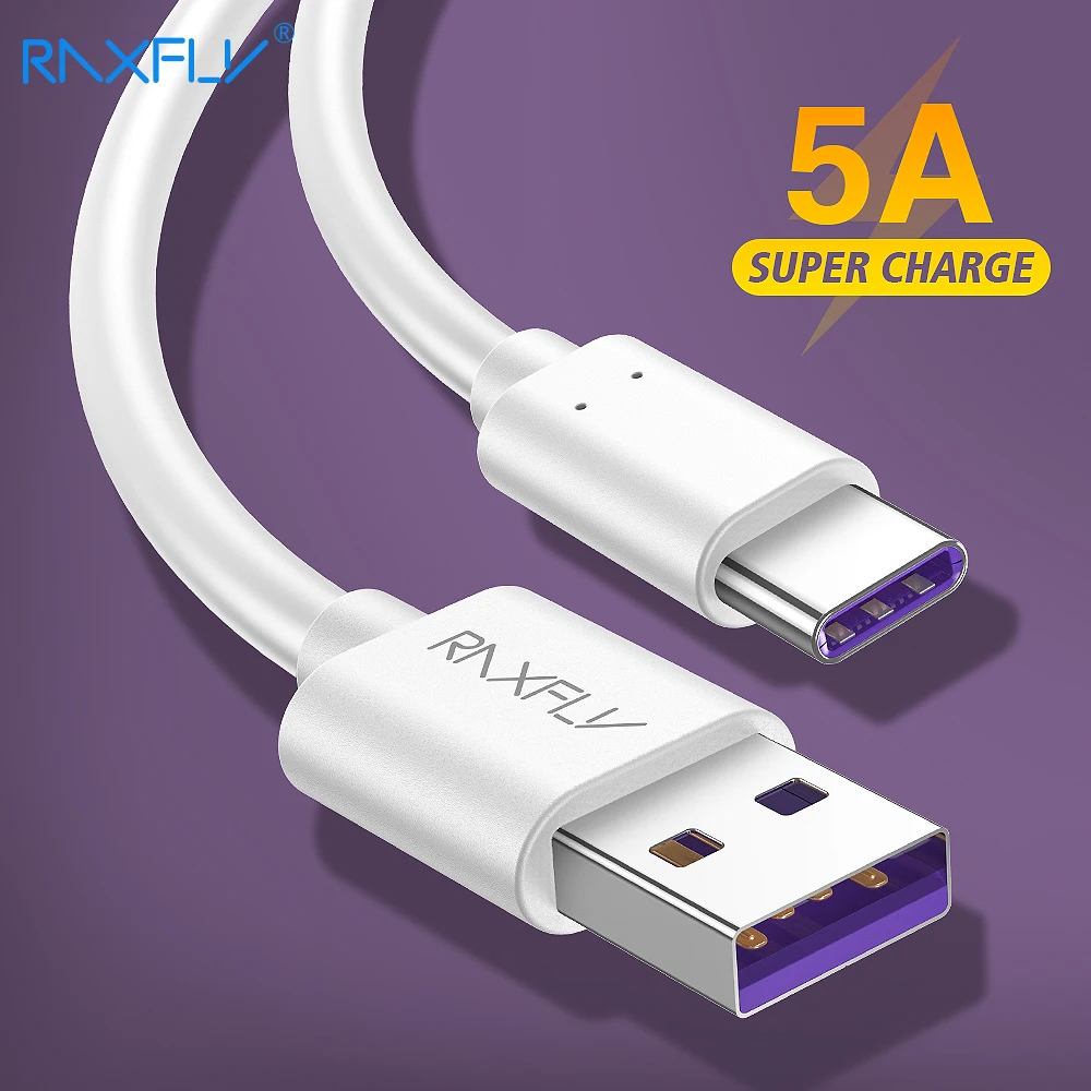 RAXFLY 5A USB C кабель для huawei mate 20 P20 Pro 3 1 usb type Быстрая зарядка супер type-C провод Honor V10 10 |