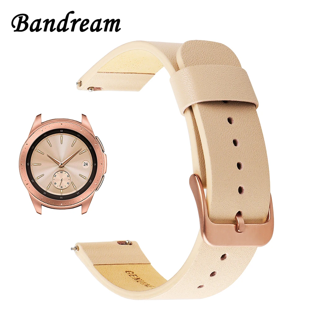 Online Echtes Leder Armband 20mm für Samsung Galaxy Uhr 42mm R810 Quick Release Band Ersatz Strap Handgelenk Armband Rose gold