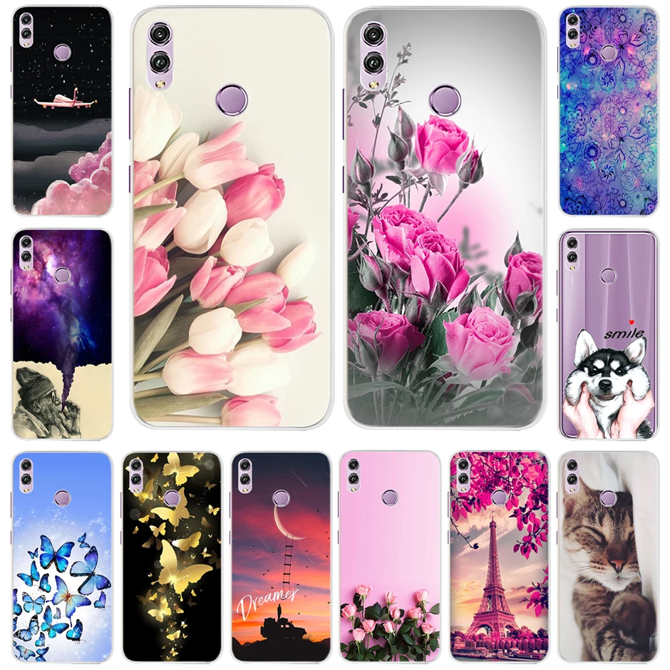 

New For Huawei Honor 8X Case Honor 8X Cover 6.5 Inch Soft Silicone Floral Printing Phone Case For Huawei Honor 8X Back Cover