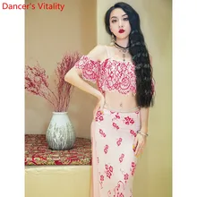 Танец живота Тренировочная одежда Кружева Пряжа Верхняя юбка Набор Восточный индийский танец Костюм Производительность Новое поступление одежды наряды