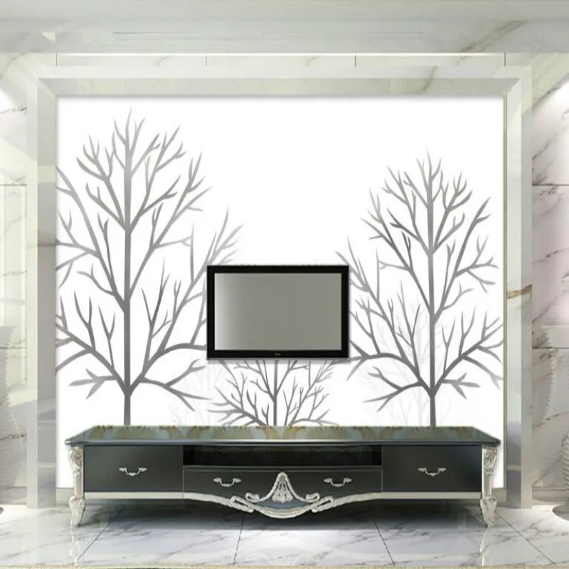 

Home Improvement 3D Wallpaper for Walls 3d Decorative Background Painting Woods shadow black and white classic Mural Wallpapers