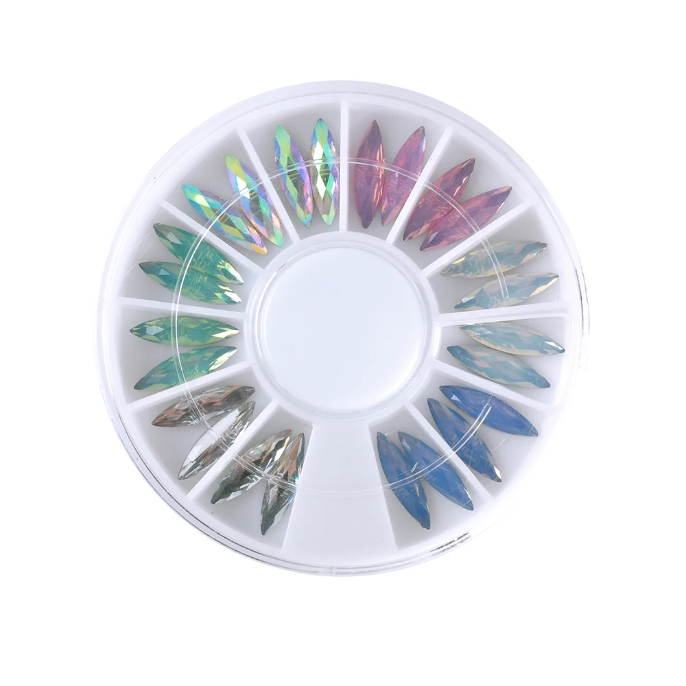 

24psc 6Color glitter rhinestones 3D Nail Art Decorations Long horseshoe eyes Acrylic Nail Charms Nails Rhinestones Nail Supplies