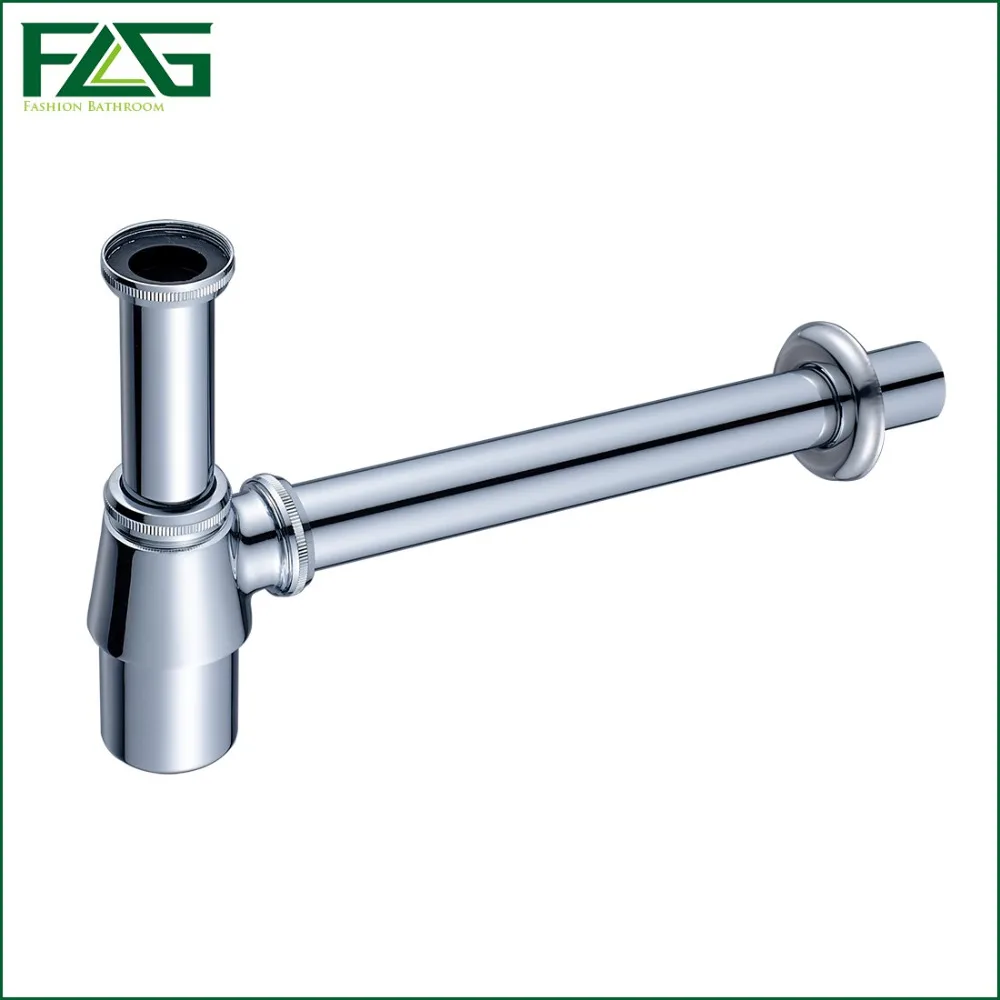 Luxury Bottle Trap Brass Round Siphon chrome Polished Wall Mount P TRAP