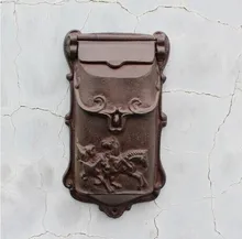 Rustic Cast Iron Mail Box Mailbox Metal Letters Post Box Wall Mounted Postbox Country Home Decor Garden Yard Supplies