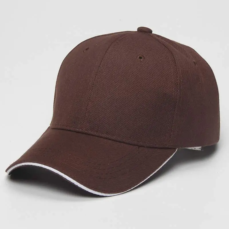 Women Men's Twill Baseball Caps Plain Sandwich Bill Cap 6 Panel Brown Orange Yellow Red Blue Beige Grey Wine Pink Size 58cm 4