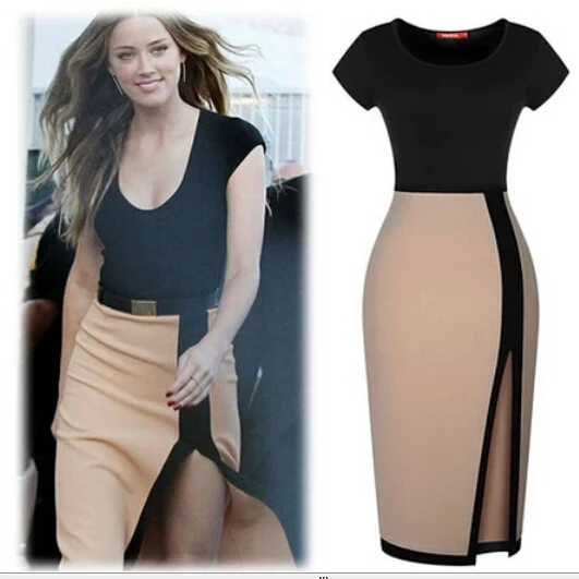 Vestido ajustado corta, ropa femenina para mujer negro albaricoque