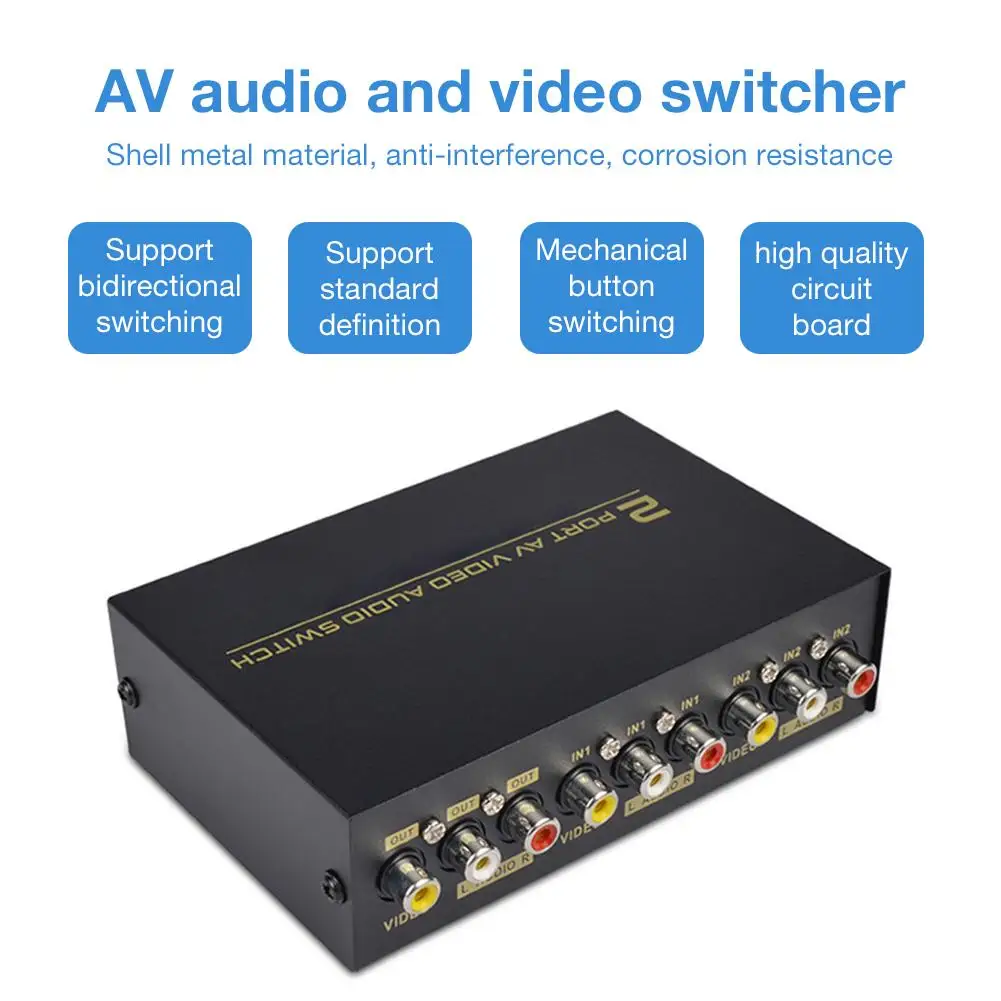 Портативный интеллектуальный коммутатор AV 2 на 1 канал RCA аудио видео