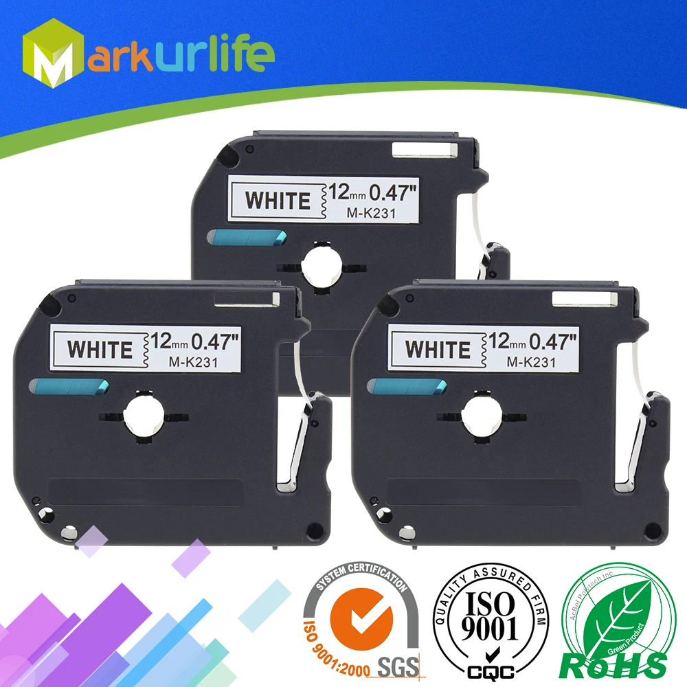 3 PCS for Brother P Touch printer MK231 M K231 M231 Cassette Laminated
