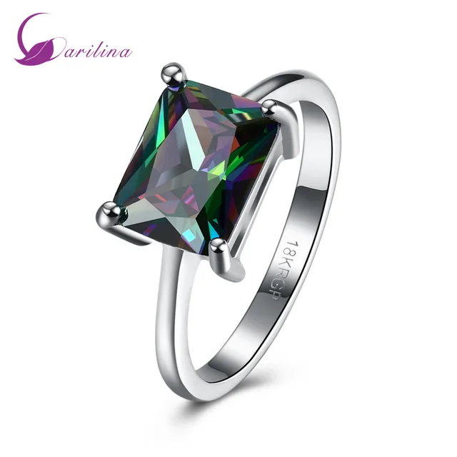 2018 newest Rings for women lab Rainbow Mystic Cubic Zirconia stamp