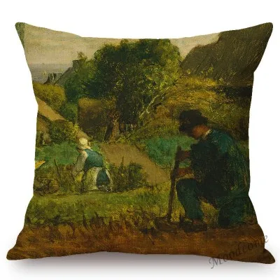 Jean Francois Millet Pastoral Realism Oil Painting The Gleaners Harvest Home Decoration Art Pillow case Linen Sofa Cushion Cover