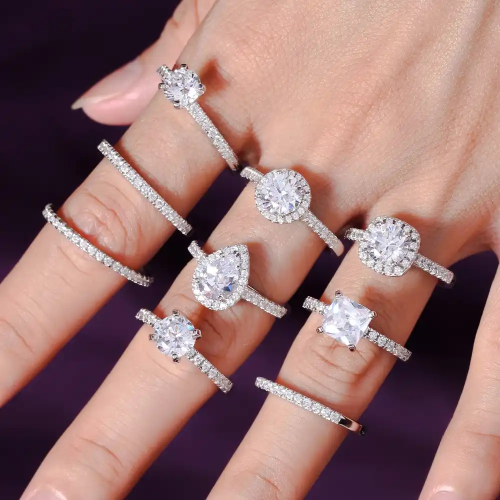 Exquisite 2 Carat Rose Gold Solitaire Wedding Rings 5a Engagement