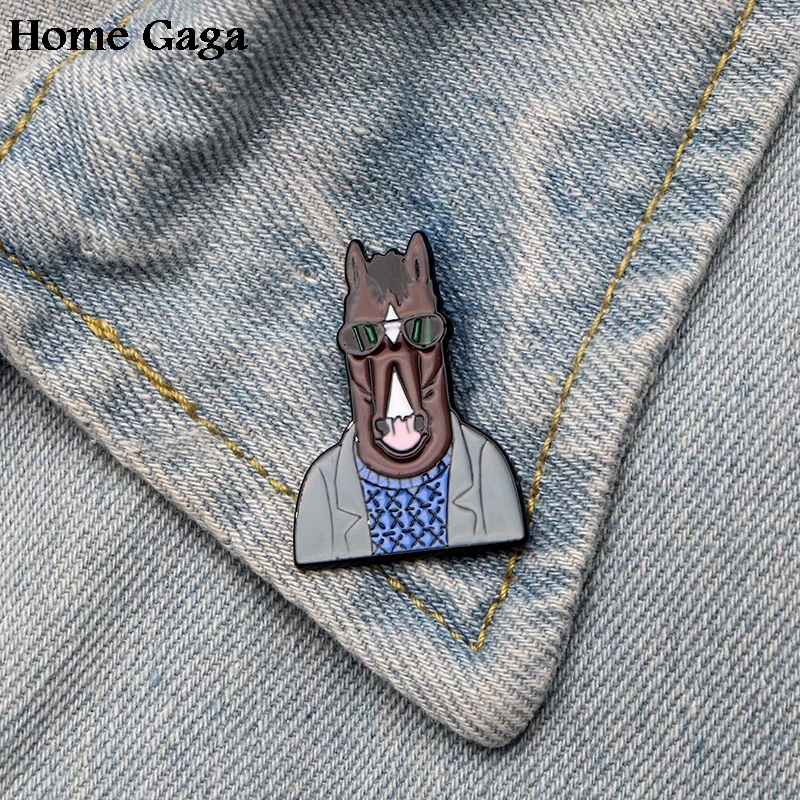 

Homegaga BoJack Horseman Zinc alloy tie pins badges para shirt bag clothes cap backpack brooches badges medals decorations D1482