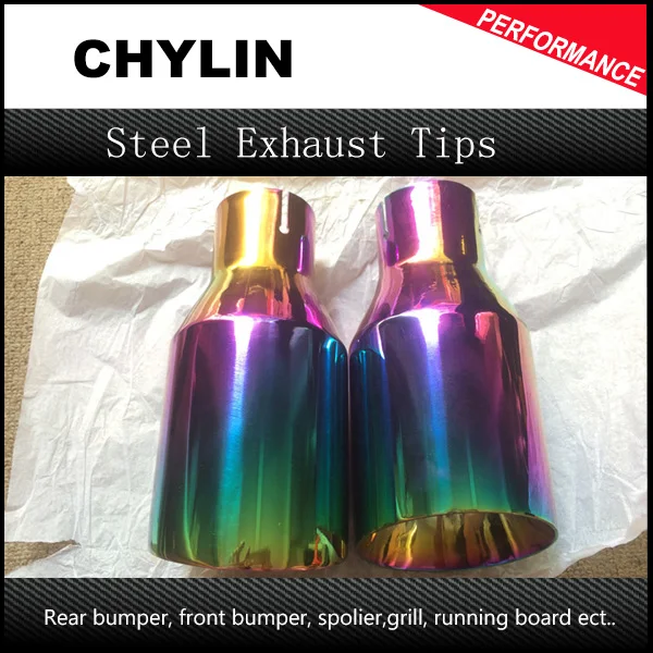 2Pcs 2015 Hot Sale Universal Bluing Stainless Steel Car Exhaust Tip