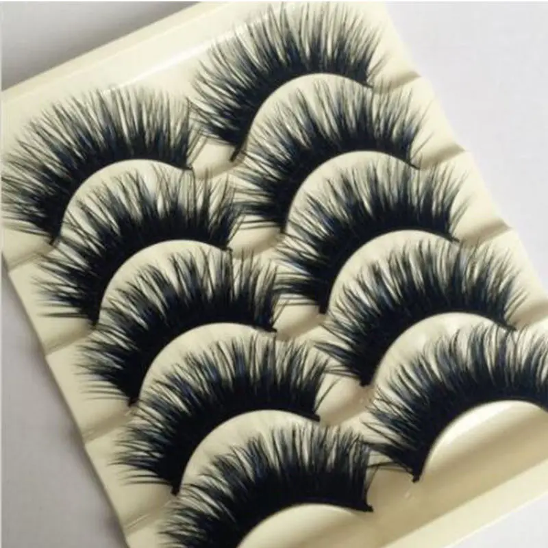

Hot Sale 5 Pairs Black Handmade Lashes Extension Natural Soft 5 Pairs Beauty False Eyelashes Eye Makeup Fake